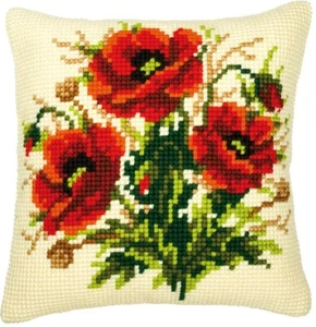 Vervaco Cross Stitch Cushion Kit Poppies 16" x 16" - Picture 1 of 1