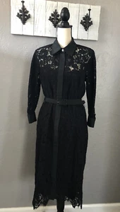 Teri Jon Ricki Freeman Black Floral Lace Dress W/ Rhinestone Buttons Sz 10 - Picture 1 of 10