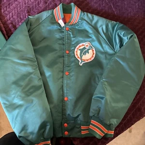 Vintage Size Small Satin Bomber Style Miami Dolphins Jacket - Picture 1 of 15