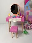 Barbie Hjv35 Furniture And Accessories, Doll House Decor Set With Vanity Theme 