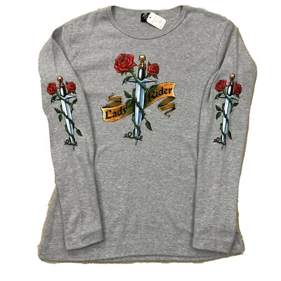 Camisa De Colección Y2K Dama Motociclista Motocicleta Manga Larga Mujer S/M Calce Rosa  Foto 1 de 4