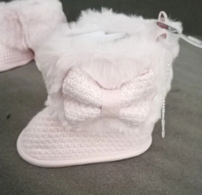 6-9 month baby girl pink furry boots - Image 1 of 4