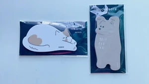 Sticky Notes Korean Style Stationery Cute Cat&Bear 2types 2Sets - Picture 1 of 4