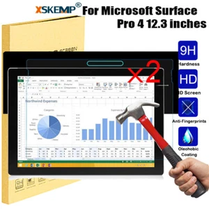 2Pcs For Microsoft Surface Pro 2 3 4 5 12.3 Tempered Glass Screen Protector Film - Picture 1 of 16