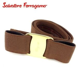 Salvatore Ferragamo belt Vera Brown Nylon Woman Authentic Used Q496 JAPAN