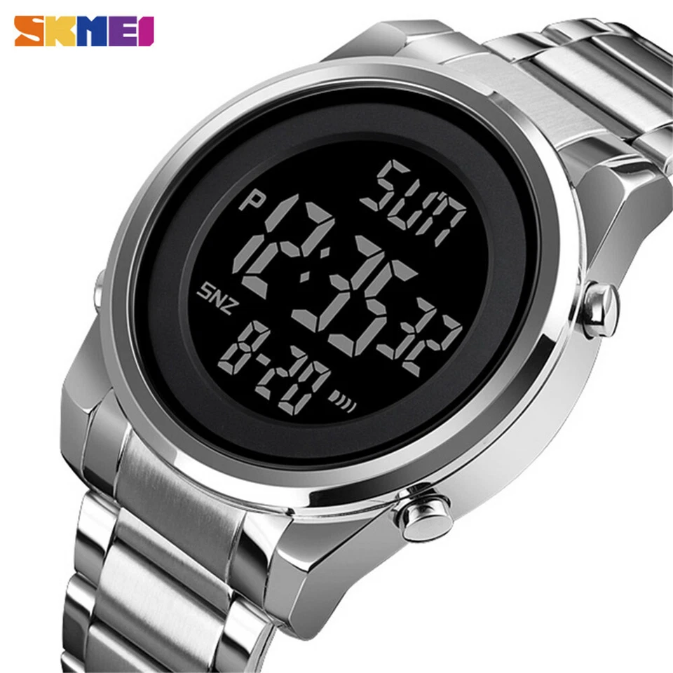 SKMEI Digital Men Watches Steel LED Wristwatch Male Electronic Alarm Watch Gifts - Image 1 of 4
