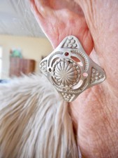 Authentic Vintage Silver Tone Eturscan Feel Oversize Pierced Earrings