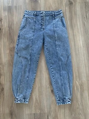 Pantalones de mezclilla ULLA JOHNSON Brodie Acid lavado medio talla 8 revuelta dobladillo plisado barril Foto 1 de 4