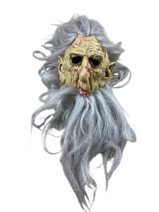 Gruselige alte Mann Gummi Latex Halloween Maske mit Haar Bart - Bild 1 von 2