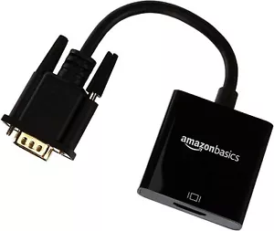 Amazon Basics Gold-Plated HDMI (Female) to VGA (Male) Adapter with 3.5mm Audio. - Picture 1 of 8