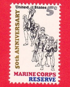VTG 1966 MARINE CORPS RESERVE STAMP 50TH ANNV MILITARY RED WHITE BLUE 5c POSTAGE - Picture 1 of 1