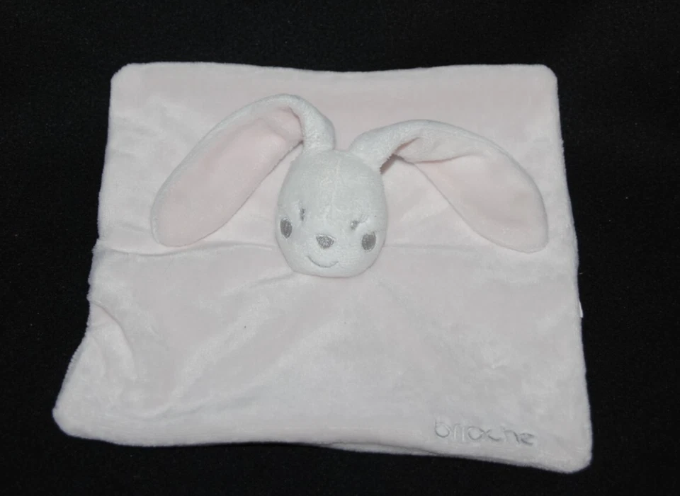 Doudou plat lapin KIMBALOO BRIOCHE La Halle rose blanc nez gris TTBE - Photo 1/1
