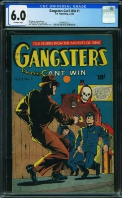 Gangsters Can't Win 1 CGC 6.0 Skull Reaper 1948 DS Publishing True Crime Shock💀 - Image 1 of 4