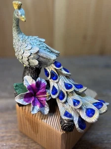 Atemberaubende Pfau Harz Statue-blau Strass-ein tolles Geschenk - Bild 1 von 10