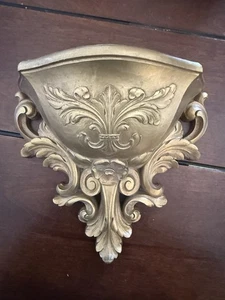 Vintage 1978 HOMCO 5050 Gold Acanthus Wall Pocket Planter Mid Century Decor MCM - Picture 1 of 4