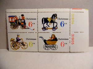 SCOTT STAMP #1415-1418 CHRISTMAS TOYS 6 CENT PLATE BLOCK OF FOUR - MNH - Picture 1 of 1