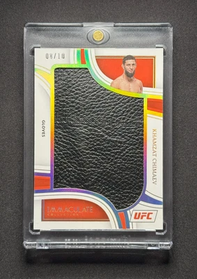 Khamzat Chimaev 💥 FIGHTER-WORN JUMBO MEM GLOVE /10! 2023 Panini Immaculate UFC - Image 1 of 4