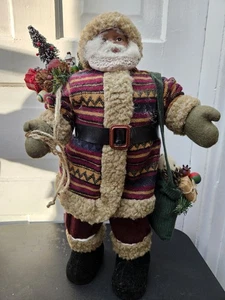 18" schwarze afroamerikanische Weihnachten Weihnachtsmann Figur mit Spielzeug & Geschenken etc. - Bild 1 von 9
