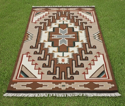 Navajo Navaho Rug Native American Wool Rug Kilim Southwestern Area Rug 5x7 ft - Image 1 of 4