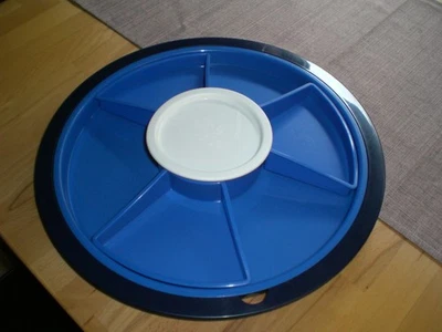 Tupperware Schlemmerrunde c81 rondell serviertablett tablett blau junge welle - Bild 1 von 4