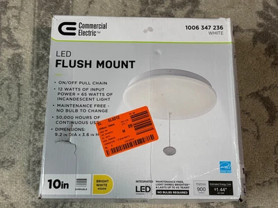 Luz de armario eléctrica comercial de 10" blanca LED montaje empotrado techo blanco brillante Foto 1 de 4