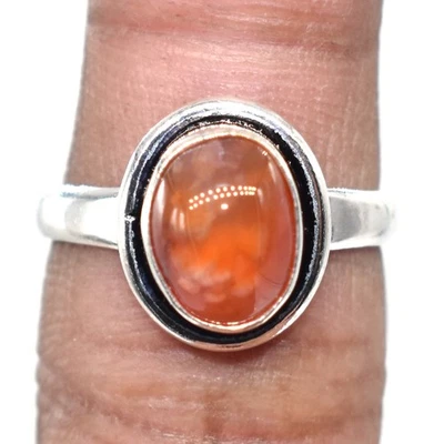 Anillo de joyería de moda con piedras preciosas brillantes de cornalina roja 5,50"" J313 Foto 1 de 4