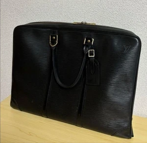 Louis Vuitton Epi Leather Black Business Bag Zip Pocket Used LV - Picture 1 of 10
