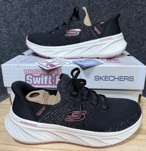 Zapatillas Skechers Manos Libres Ajuste Rápido Espuma con Memoria Con Cordones EE. UU. 9 Negras/Rosas Nuevas en Caja - Imagen 1 de 13