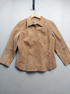 Chaqueta de cuero auténtica Falls Creek para mujer grande gamuza suave frontal a presión sin forro - Imagen 1 de 7