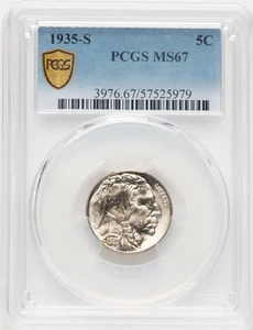 1935-S 5C Buffalo Nickel PCGS MS67 - Picture 1 of 2