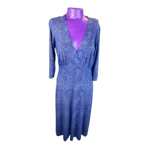 Cut Loose Dress Womens Blue Gray Rayon Spandex Geometric Print Vneck - Small - Picture 1 of 11