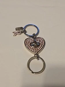 COACH Pink Breast Cancer Swarovski Turn-lock Valet Key Fob KeyChain Vintage Rare - Picture 1 of 13