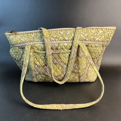 Vera Bradley Lrg Diaper Bag Tote Quilted Yellow Brown Blue Birds Purse Carryall - Image 1 of 4