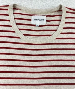 NORSE PROJECTS Mens Shirt XL Red Cotton Breton Stripe Julius Compact Base Layer - Picture 1 of 9