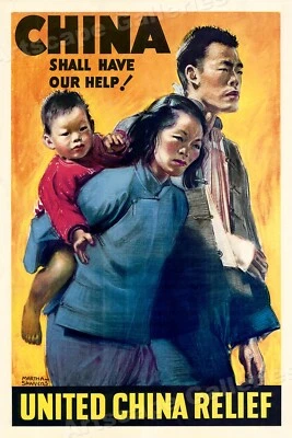 ¡China tendrá nuestra ayuda! United China Relief - Cartel de ayuda de la Segunda Guerra Mundial de 1940 - 16x24 Foto 1 de 3