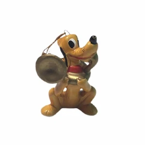 Vintage Ornament Disney Pluto Ceramic Christmas 3"Tall Made in Japan Instrument - Picture 1 of 8