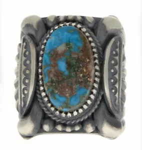 11.75 - Natural Bisbee Turquoise Ring By Navajo Artist Delbert Gordon - Picture 1 of 4