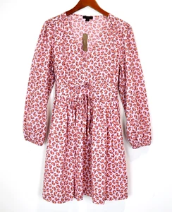 NWT J CREW  V-Neck Cotton Poplin Mini Dress in Peony Paisley Floral 12 L - Picture 1 of 8