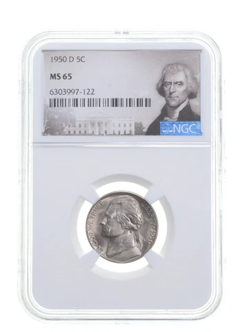 1950-D MS65 Jefferson Nickel NGC Graded Special Label Cover