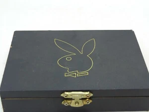 Vintage Two (2) Playboy playing cards sealed in a wooden case - Picture 1 of 12