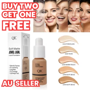 Full Coverage Foundation Concealer Face Makeup Liquid Matte Long Lasting Wear - Picture 1 of 20