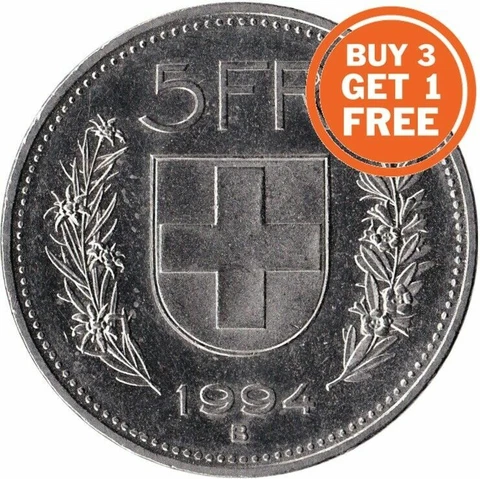 5 Swiss Franc Coin Choice of Dates 1922 to 2019 Switzerland Cover