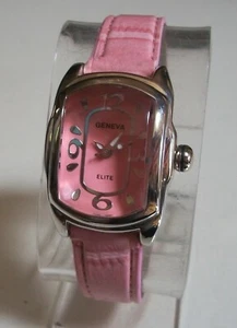 Women's Girl's Silver Finish Pink Leather Band Fashion Casual Watch - Picture 1 of 8