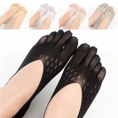 Women Non-slip Toe Socks Soft Casual Invisible Five Fingers Socks High Heels - Image 1 of 4