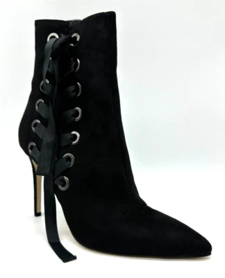 Daya By Zendaya Nancey Negro Cinta Lateral Encaje Botín Tacones Talla 7.5 M Punta Punta Foto 1 de 4