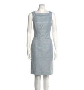 Abito Carolina Herrera blu grigio scintillante cambio piscina taglia 12 nuovo $2290 - Foto 1 di 19