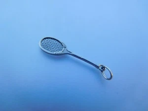 Extremely Rare French Art Nouveau Deco Platinum Tennis Racket Pendant Charm 🎾 - Picture 1 of 10