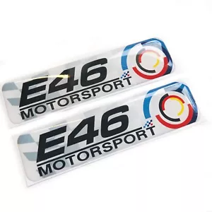 2x E46 Motorsport 3D Domed Gel Decal Sticker Wing Badges Fits BMW 3 Series - Picture 1 of 2