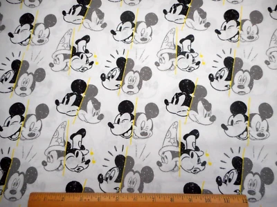 Tela Disney vintage por media yarda muchas caras de Mickey Mouse algodón premium #B Foto 1 de 2