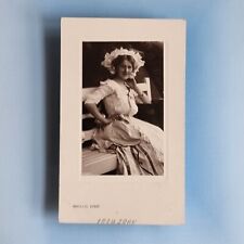 Edwardian Actress Postcard Real Photo 1910 Miss Phyllis Dare Bench Lace Hat Pose